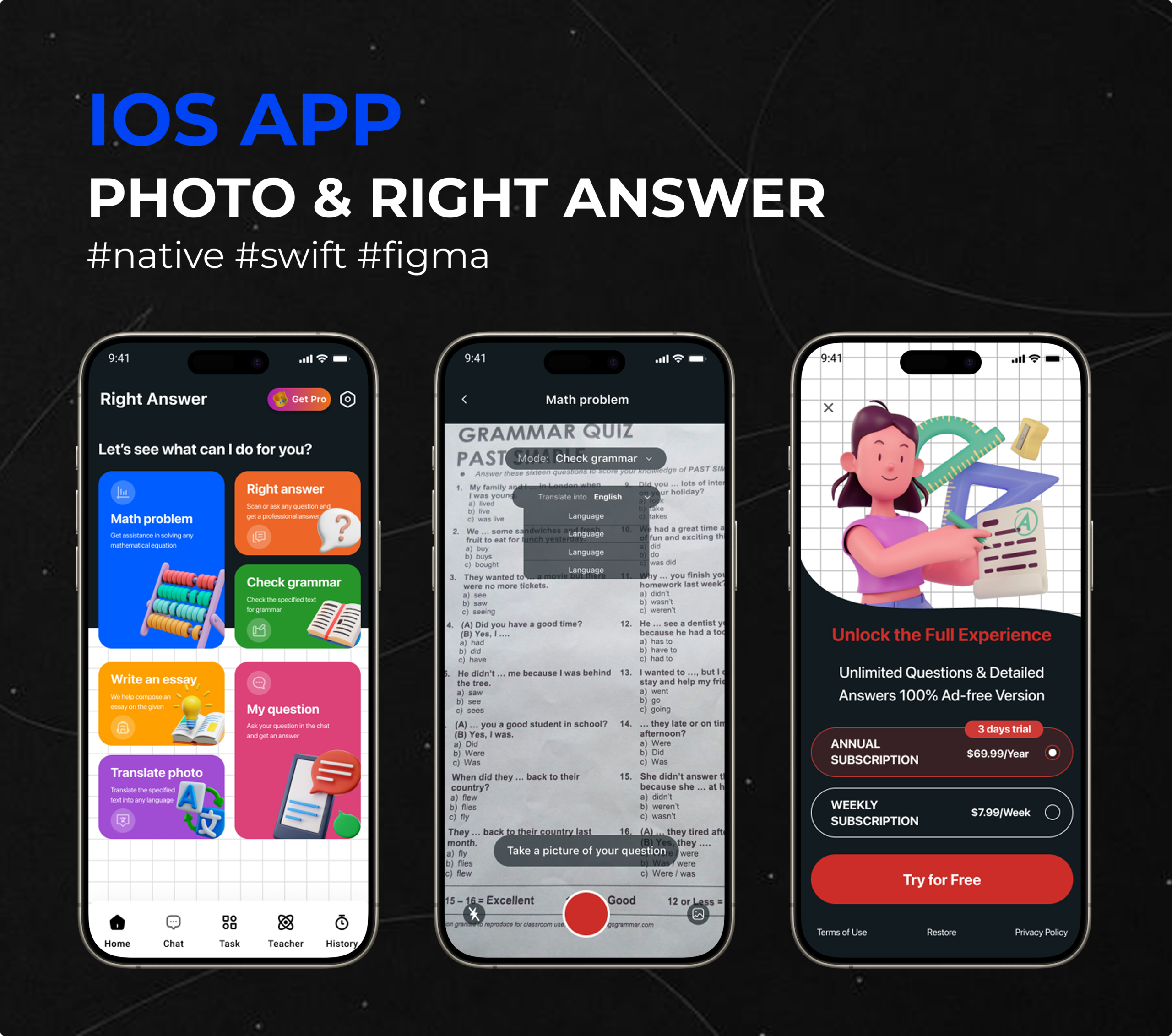 IOS APP – PHOTO & RIGHT ANSWER